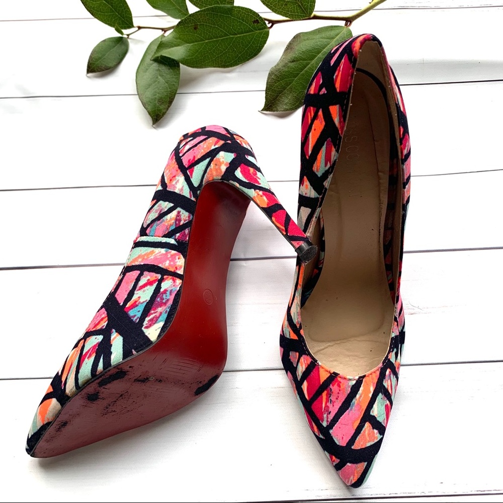 Colorful neon stiletto red bottoms shoes EU 39